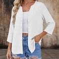 thumbnail image 2 of Wxolcjlv Button Front 3/4 Sleeve Cardigan for Women Crew Neck Casual Daily Lightweight Outerwear, 2 of 8