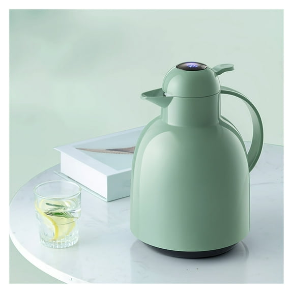 Thermal Coffee Carafe with Lid and Handle,Glass Liner Double Walled Vacuum Flask Insulated Pitcher,Temperature Display,Vacuum Thermal Pot Flask for Coffee,Tea