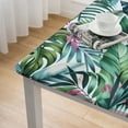 thumbnail image 4 of COMIO Watercolor Green Leaves Tropical Palm Leaf Summer Style Outdoor Fitted Square Tablecloth White, 4 of 7