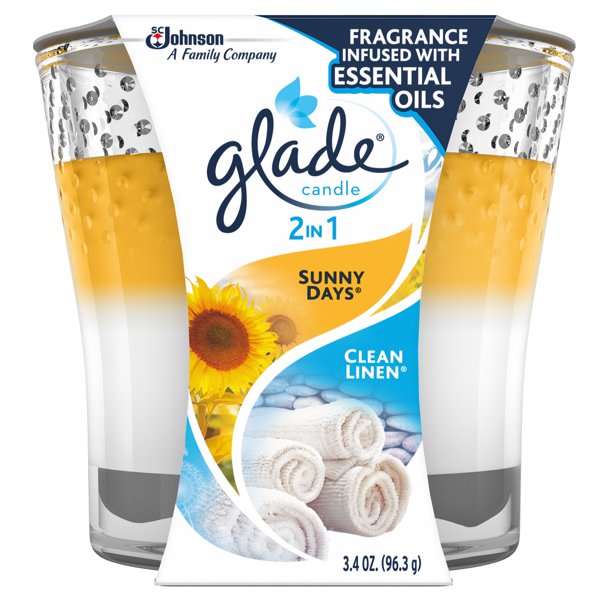 Glade 2in1 Jar Candle Air Freshener Clean Linen Sunny Days 3 4 Oz Walmart Com Walmart Com