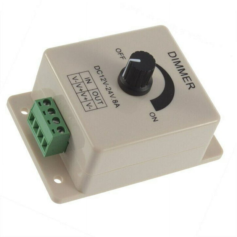 Manual Dimmer Switch for LED Strip Light, 12V 8A Mountable with Terminals