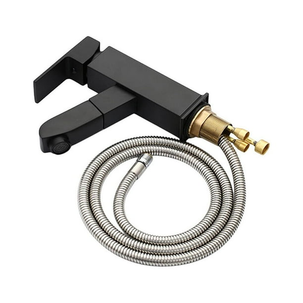 1Pc Cobre Llave tipo grifo Lavabo Uso Agua caliente y fría Mezcla de agua (negro)