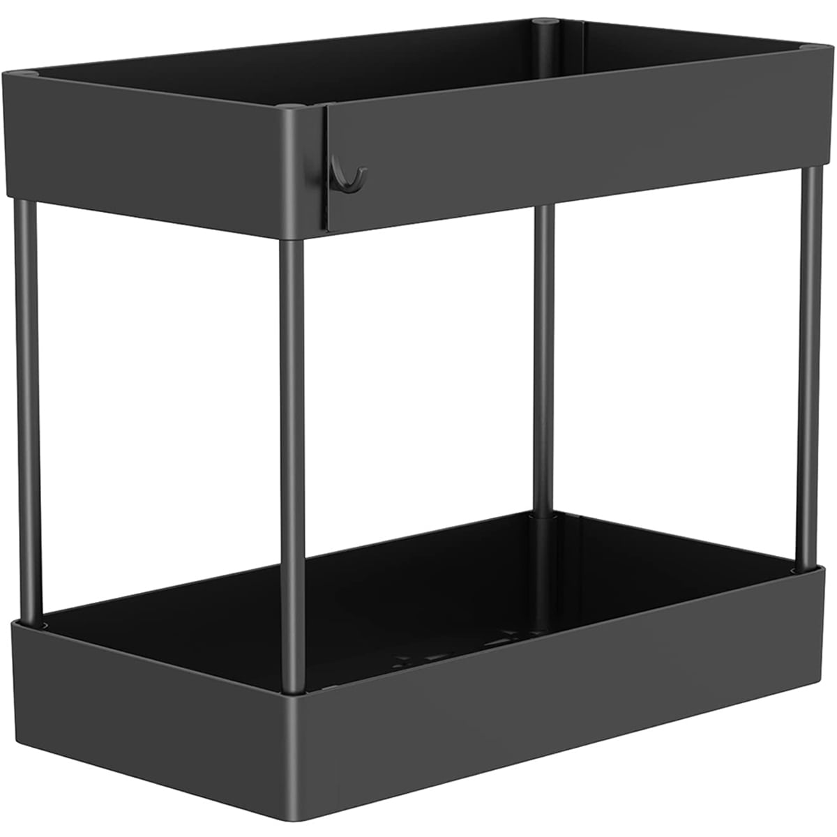 ODOMY 2 Tiers Under Sink Storage Shelf With Hooks MultiPurpose Under