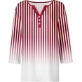 thumbnail image 3 of Womens Summer Tops 3/4 Length Sleeve Button Down Shirts Henley V Neck Striped Blouses Plus Size Trendy Comfy Tees 2025 Tunic Elbow Sleeve Print Blouse, 3 of 4