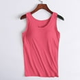 thumbnail image 2 of BLVB Womens Sleeveless Undershirt Layering Tops Crewneck Solid Color Casual Padded Yoga Workout Tee Shirt, 2 of 7