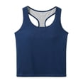thumbnail image 1 of Mrat Débardeurs pour Femmes Décontractés Élégants Débardeurs Unis avec Coussin de Poitrine Soutien-Gorge Intégré Bas Col Rond Débardeurs Dos Nu pour Femmes P-360 Bleu TG, 1 of 4