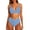 Light Blue, variant on Women's Solid Color Pleated Open Back Sexy Bikini Two Piece Swimsuit