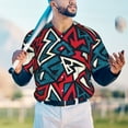 thumbnail image 5 of Lsque Geometric Elements Pattern Mens Polo Golf Shirts Funny Graphics Shorts Sleeve Button Shirts Baseball T-shirt-Large, 5 of 7