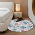 thumbnail image 2 of Round Rugs 3.3Ft, Green Red Coral Round Area Rug Washable Indoor Throw Carpet, Coastal Nautical Summer Beach Soft Non Slip Circle Rug for Laundry Room Patio Home Decor Aesthetic, 2 of 8