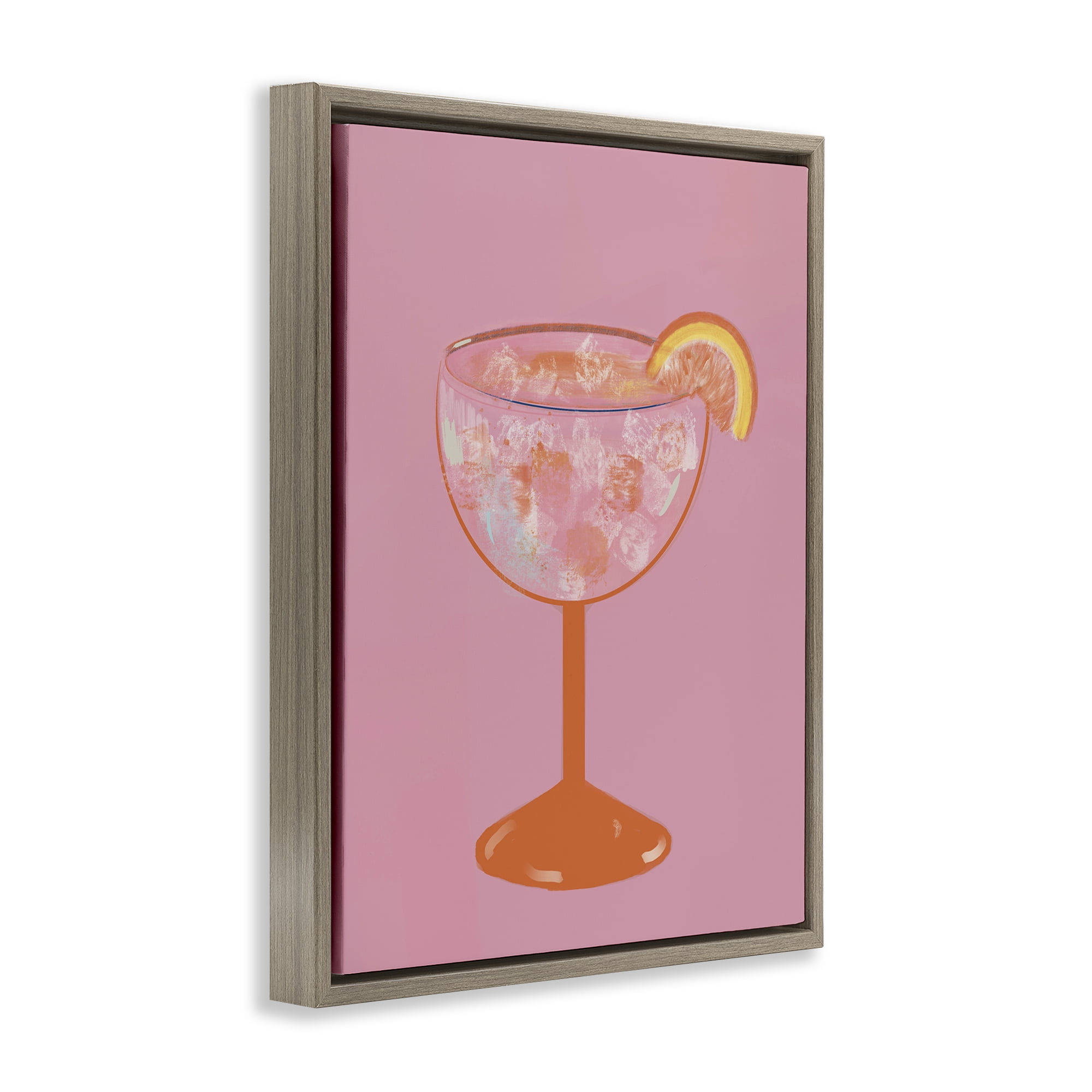 Stupell Industries Paloma Glass over Pink Brown Framed Floater Canvas Wall Art, design by Robin Maria