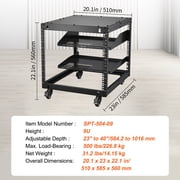 KFFKFF 9U Open Frame Server Rack, Adjustable Depth 23-40, Versatile Free Standing or Wall Mount Design, Equipped with 360° Casters, Durable 4 Post Structure for Networking IT, AV Equipment