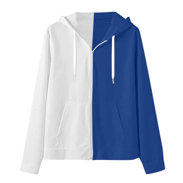zfwon Mens Oversized Zip Up Hoodie Men's Two-Tone Zip-Up Hoodies