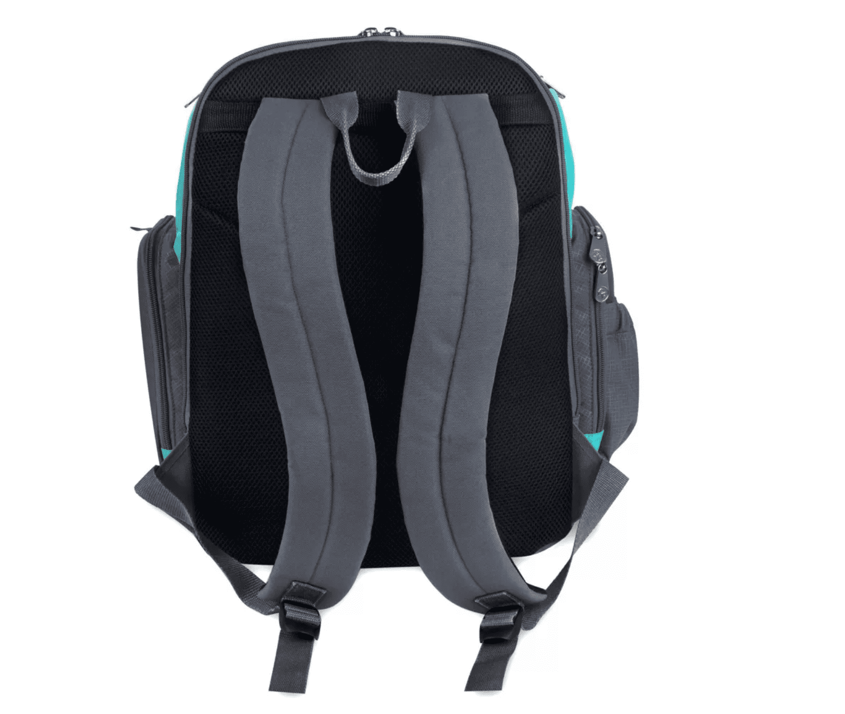 Fisher-Price Large Multi-Pocket Multifunction Kaden Baby Diaper Bag Backpack for Infant Boys & Girls with Insulated Bottle Pocket, Changing Pad, Wipes Dispenser in Unisex Gray & Aqua