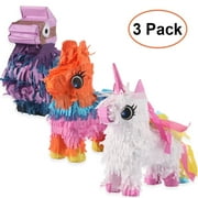 3 Pack Mexican Pinatas - Unicorn Donkey Camel Pinatas for Cinco de Mayo Themed Party Fiestas Decor (6.6 x 2.7 x 7.8inch)