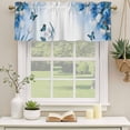 thumbnail image 2 of 2 Pack Blue White Floral Valances for Windows Bedroom Living Room Window Treatments, Ombre Tulips Modern Art Spring Rod Pocket Valance Drapes Short Kitchen Curtains Over Sink 54"x18", 2 of 8