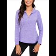 thumbnail image 3 of Sudadera Deportiva de Larga con Cremallera de 1/4 y Protección Solar UPF 50+ para Mujer, de Secado Rápido, para Hacer Ejercicio y Senderismo. Violeta S, 3 of 9