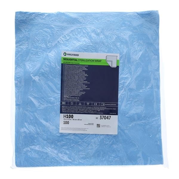 Halyard 37047 CSR Sterilization Wraps 15" x 15" SMS Fabric 100/Pk