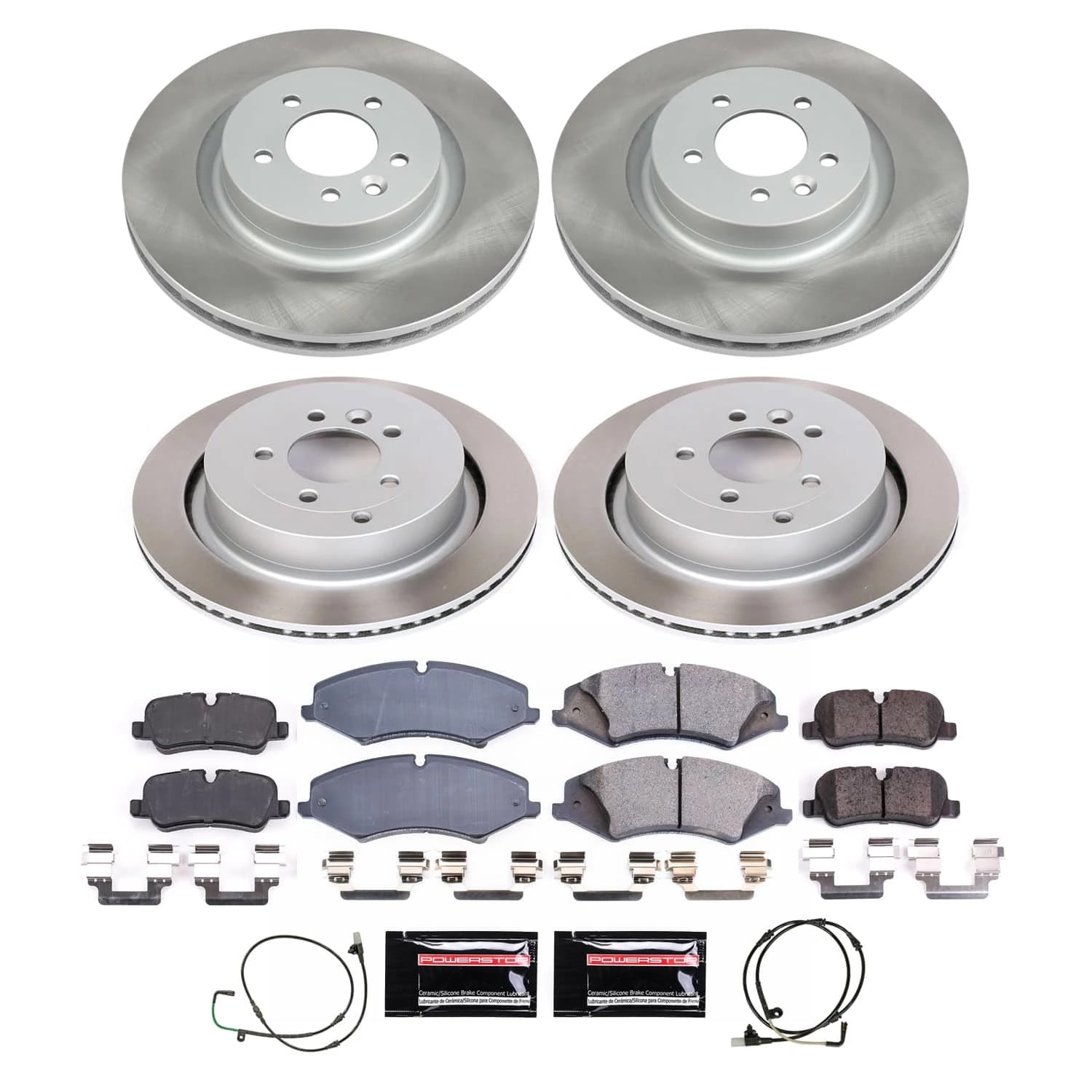 PowerStop Front and Rear Semi-Coated Rotor and Low-Dust Ceramic Brake Pad Kit SC6720