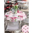 thumbnail image 4 of Outdoor Tablecloth with Umbrella Hole and Zipper, Pink Roses Round Table Cloth 60 Inch Waterproof Tablecloth, Valentine's Day Love Floral Stripes Romantic Picnic Table Cover for Patio Camping, 4 of 7