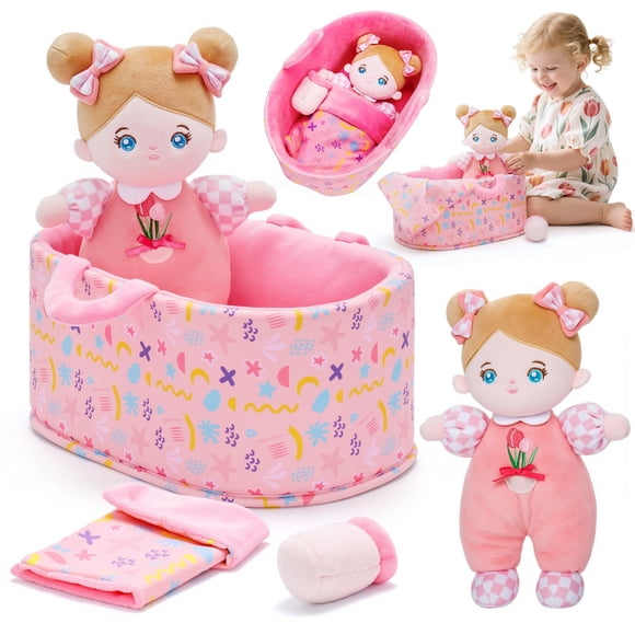 Set de muñecas blandas OUOZZZ 10 con muñeco de peluche, capazo y más