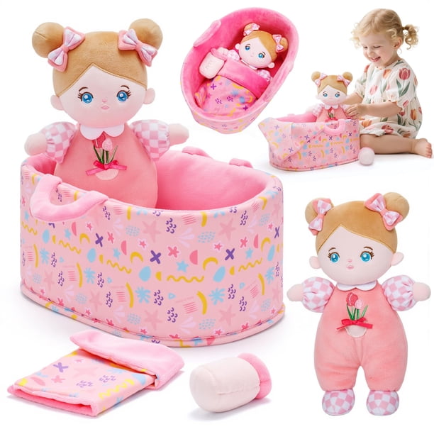 Set de muñecas blandas OUOZZZ 10 con muñeco de peluche, capazo y más