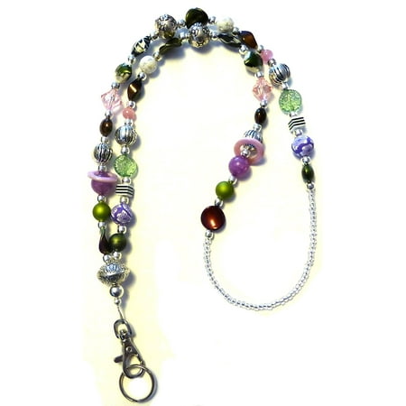 Hidden Hollow Beads Chunky Multi Women's Beaded Fashion Lanyard Necklace, Jewelry ID Badge and Key Holder, 34 in.