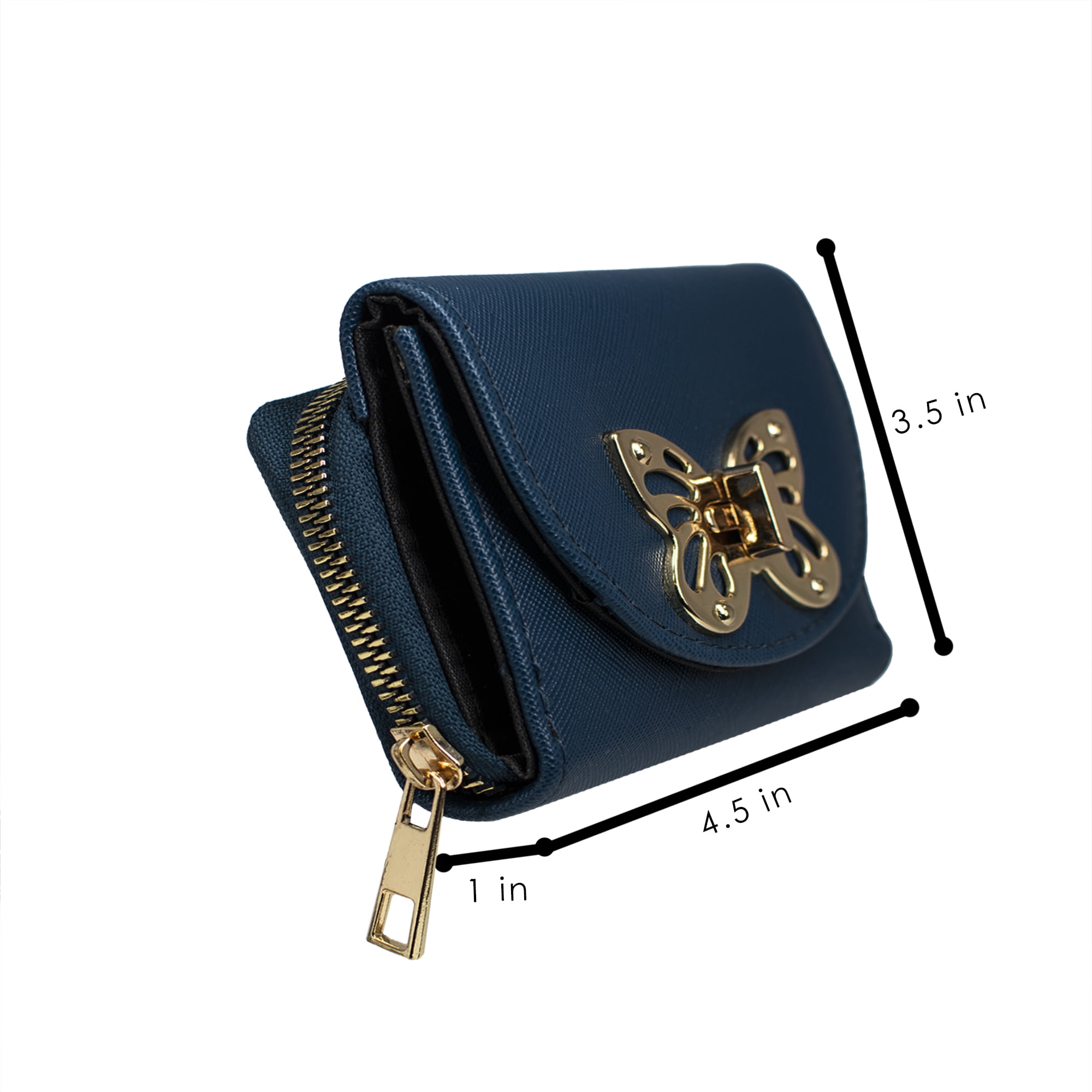 Olivia and Kate Women's Small Deep Blue Leather Wallet with