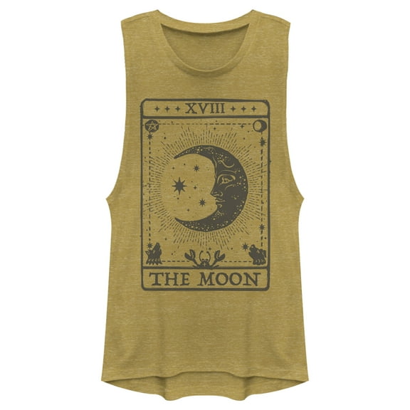 Junior's Lost Gods The Moon Tarot Card Festival Muscle Graphic Tee Gold Heather 2X Large
