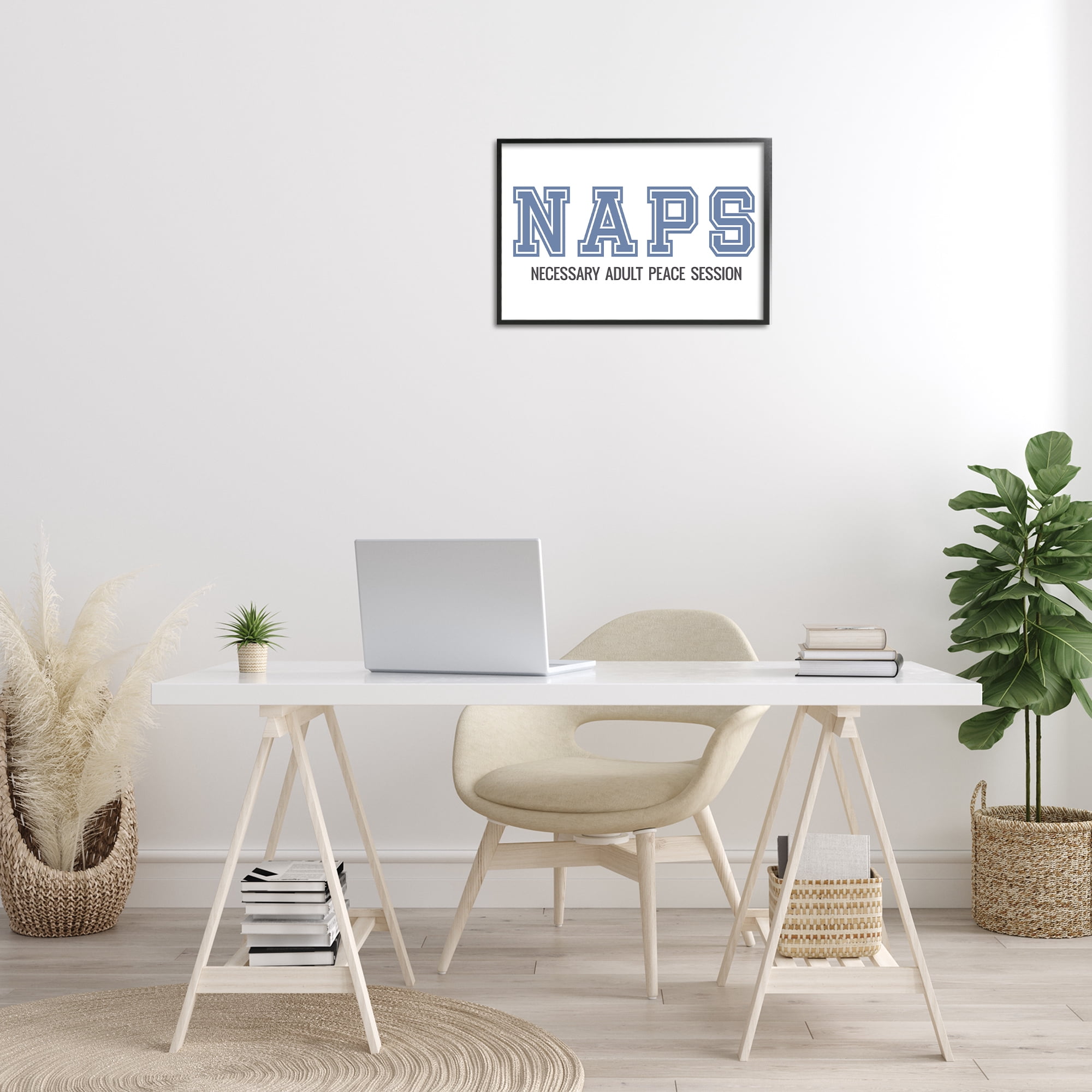 Stupell Industries Funny Naps Phrase Typography Painting Black Framed Art Print Wall Art, 24 x 16