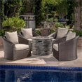 thumbnail image 3 of Noble House Zinnia Outdoor 5 PcBrown Swivel Club Chair Set w/ Fire Pit, 3 of 26