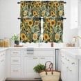 thumbnail image 3 of Summer Sunflower Bird Kitchen Curtains Valances and Tiers Set of 3 Modern Flower Plant Tier Curtains and Valance with Rod Pocket for Small Windows, 27.5"x36", 3 of 9