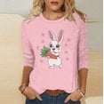 thumbnail image 2 of Blouse Tops for Women Dressy,Easter Bunny T Shirts for Women: Happy Easter 3/4 Sleeve Tee Spring Summer Casual Crew Neck Holiday Tops, 2 of 7