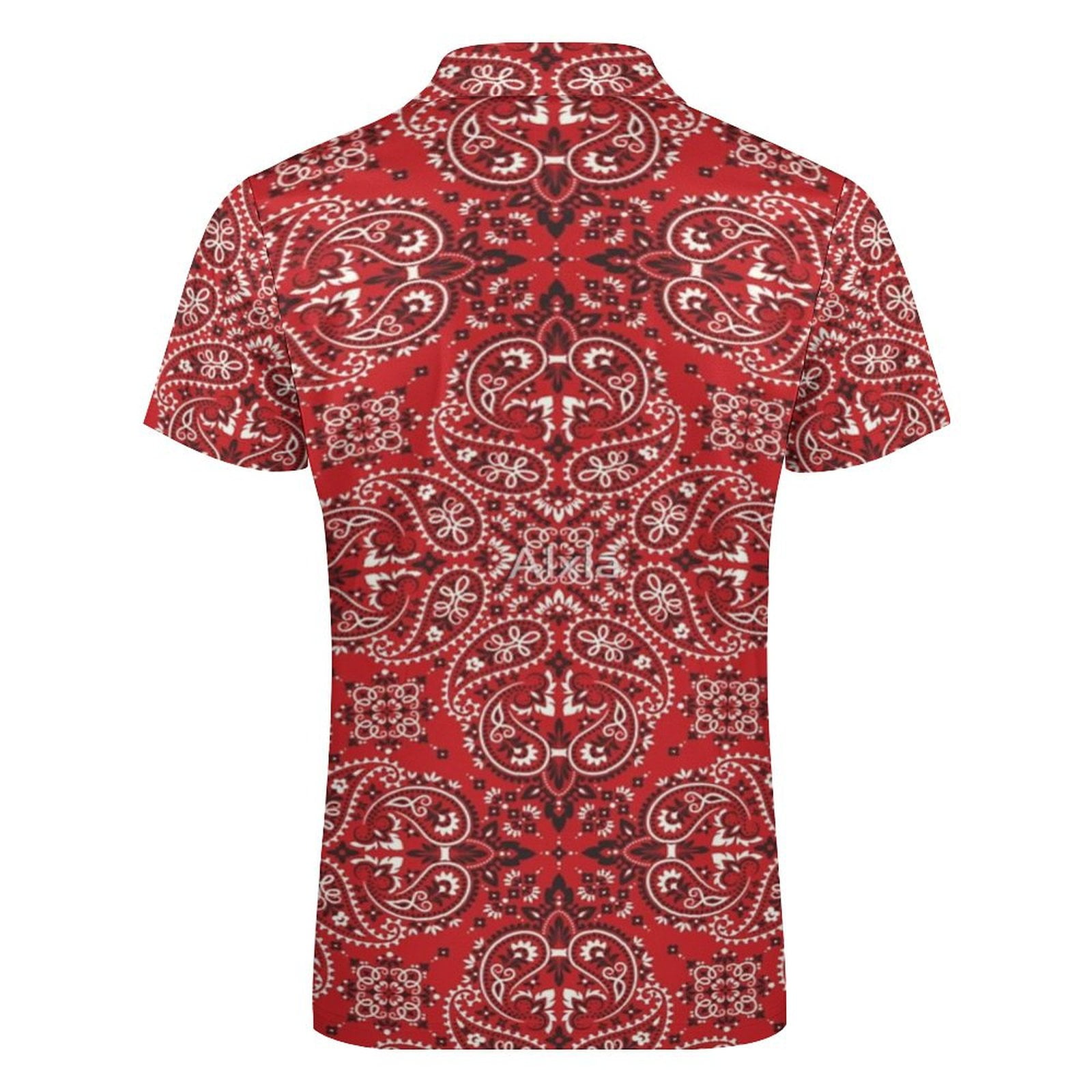 Bandana Style Print Men Zipper T-shirt Summer Casual Short Sleeve