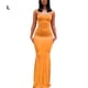 thumbnail image 5 of Minnieouse larga Vestido ajustado Ropa de fiesta Cami Correas Sin mangas Piel multicolor Cierre Multiusos Atractivo Vestidos Naranja/L, 5 of 5