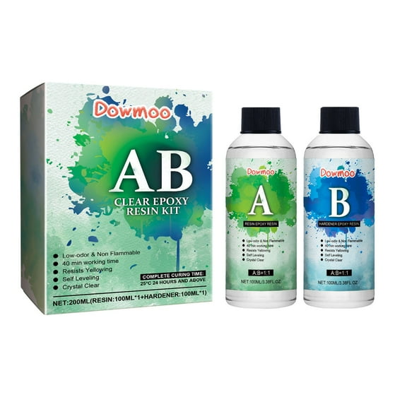 Dowmoo Handmade Crystal Epoxy Ab Glue Diy Kit - Highly Transparent, Crystal Clear, Yellowing Resistant, Two-Part Epoxy Ab Glue - Craft Enthusiasts, Art Makers,
