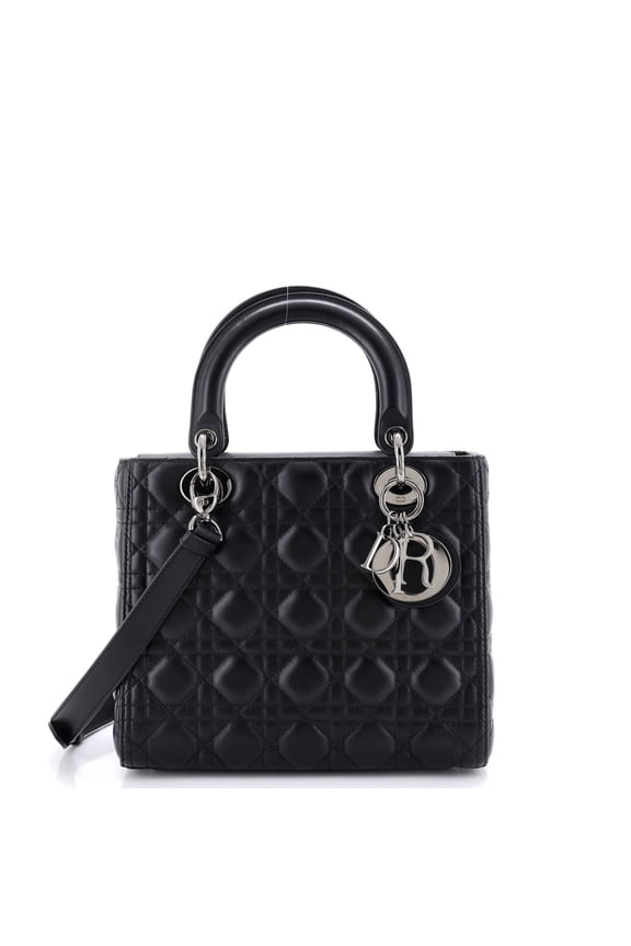 Pre-Owned Lady Dior Bag Cannage Quilt Lambskin Medium By Rebag