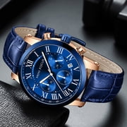 Men's Watches Sports Quartz Wristwatches Leather Strap Luminous Hands