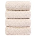 thumbnail image 1 of 100% Algodón Textura Baño Toallas - Juego de 4 Suave y Grueso Absorbente Jacquard Tejido Toallas 27 x 54 Pulgadas Perfecto para Diario Uso  Beige Unique Bargains Baño Toalla, 1 of 8