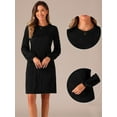 thumbnail image 2 of DARING DIVA Elegant Long Sleeve Textured Crew Neck Casual Dress L Black, 2 of 6