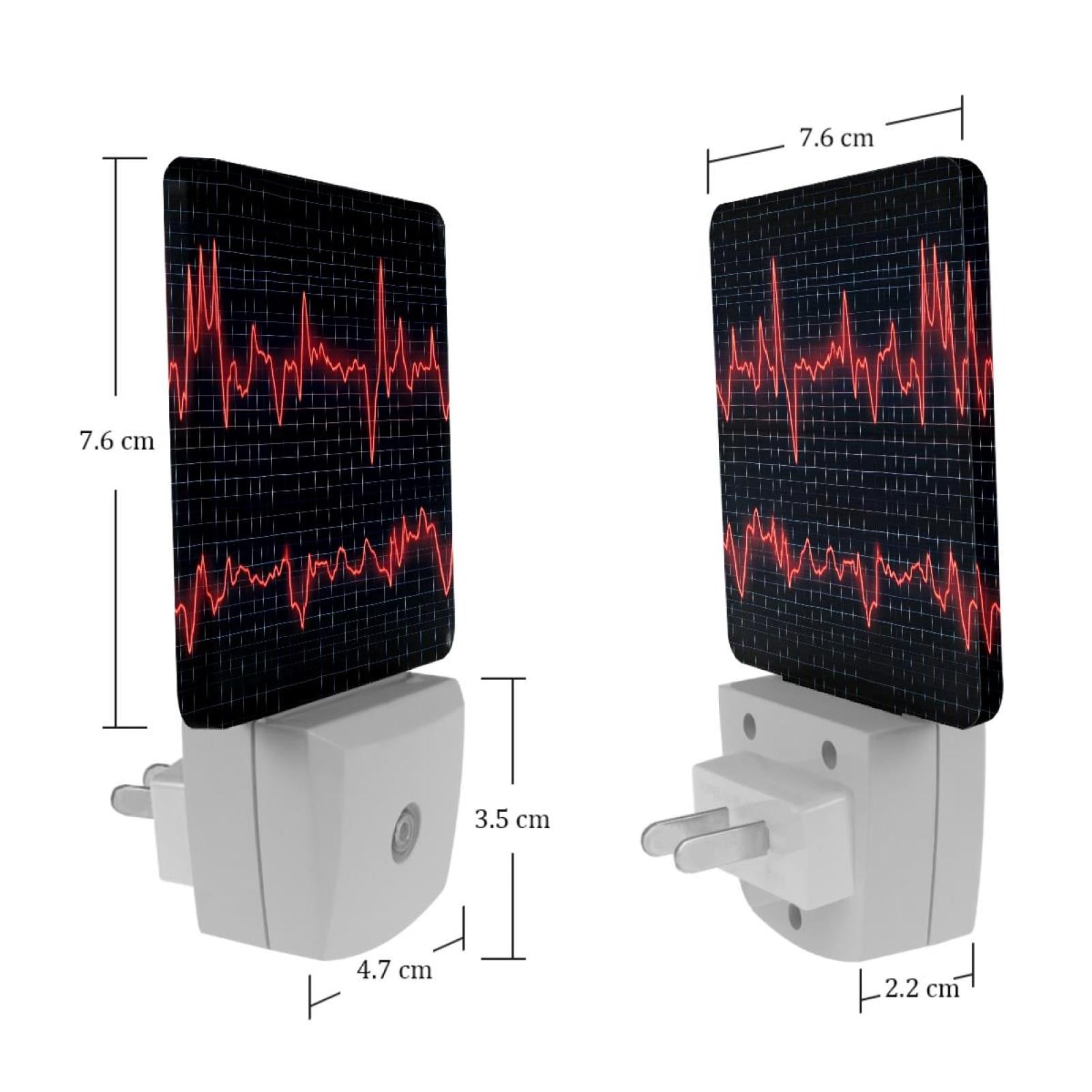 PhooArto Lifeline Heart Pattern Plug in LED Night Light Auto Sensor Dusk to Dawn Decorative Night for Bedroom, Bathroom, Kitchen, Hallway, Stairs, Baby's Room, Energy Saving