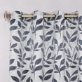 thumbnail image 4 of Superior Blackout Leaves Curtains Set of 2, Light Filtering Grommet Curtain Panel Set, White-Navy, 46"W x 63"L, 4 of 11