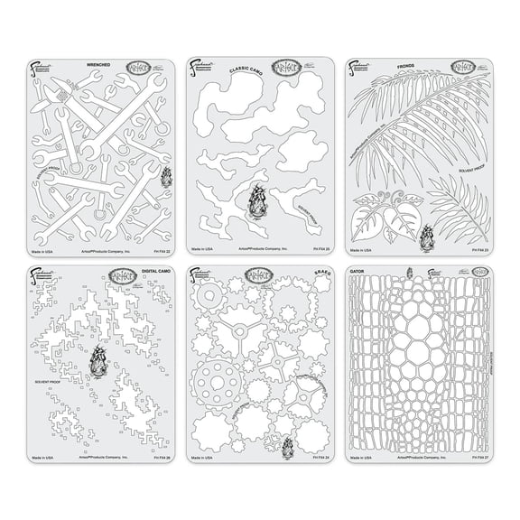 Iwata Artool Freehand Template - Set of 6, Kustom FX 4