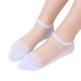 thumbnail image 2 of Wuxian Womens Socks Lace Rose Pattern Ankle Socks Low Cut No Show Hollow Ruffle Non Boat Sock Soft Breathable Lightweight Footwear,Light Blue,One Size, 2 of 4