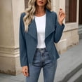 thumbnail image 2 of Women's Faux Suede Leather Jackets Lapel Long Sleeve Open Front Outwear Stylish Casual Fall Winter Cardigan (M, Blue), 2 of 9