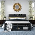thumbnail image 2 of VECELO 2-Piece Bedroom Sets, Queen Size Bed Frame with Storage Bench, Leather Bedframe with Charging Stations, Black, 2 of 10
