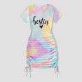 thumbnail image 4 of PatPat Family Matching Dresses Colorful Toddler Girl 4-5T Mommy and Me 95% Cotton Short-sleeve Letter Print Tie Dye Drawstring Ruched Bodycon T-shirt Dresses, Girl Dresses, 4 of 12