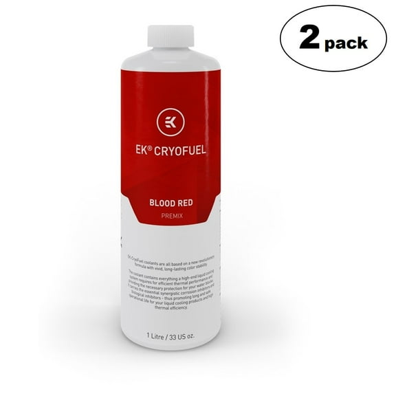 EKWB EK-CryoFuel Premix PC Coolant, 1000mL, Blood Red, 2-pack