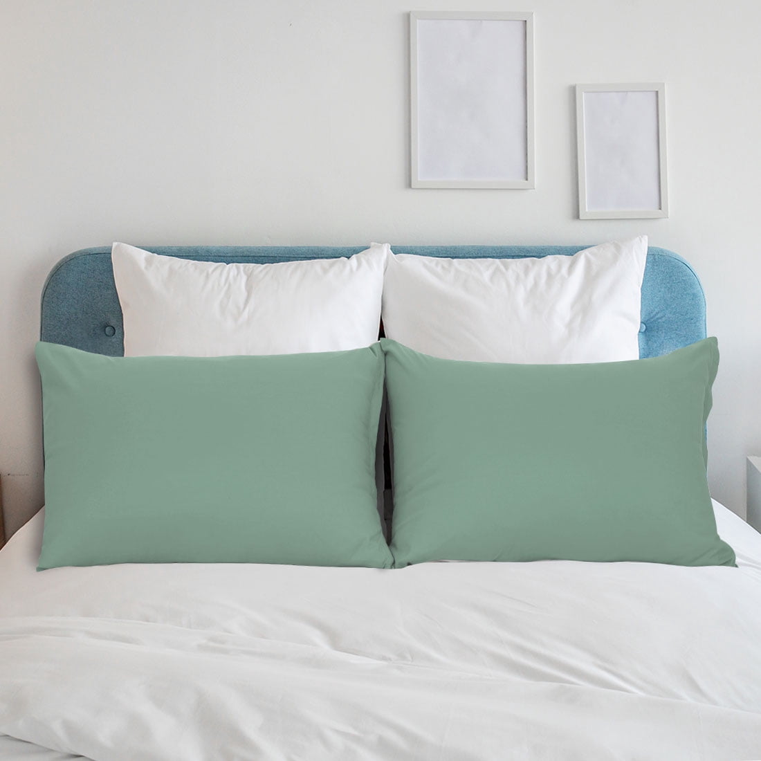 Unique Bargains 2-Piece Soft Microfiber Pillowcases, Queen, Spa Blue