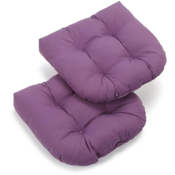 Blazing Needles 19 in. U-Shaped Twill Tufted Dining Chair Cushions, Grape - Set of 2