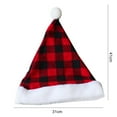 thumbnail image 6 of Walbest Classical Xmas Hat Plaid Print Soft Contrast Color Plush Ball Keep Warm Christmas Hat for Christmas Party, 6 of 7